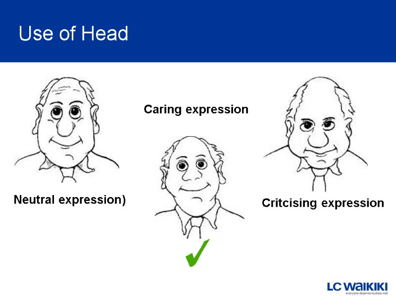 Use of Head Caring expression Neutral expression) Critcising expression